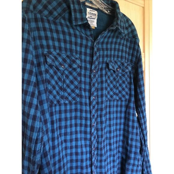 44mm Legendary Work Wear Original Vintage Men’s XL Blue Plaid Snap Button Shirt - Picture 5 of 16